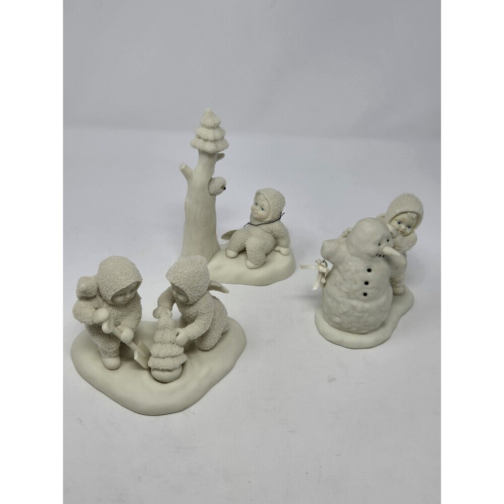 VINTAGE DEPT 56 SNOWBABIES LOT OF 3 FIGURINE COLLECTIBLE OWL SNOWMAN FOREST FUN